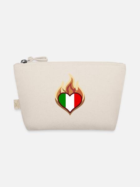 Flammenherz Italienflagge - Bio-Täschchen - Natur
