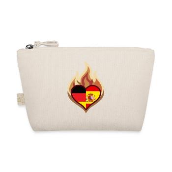 Germany Spain Flag Heart on Fire - Bio-Täschchen - Natur - Vorne