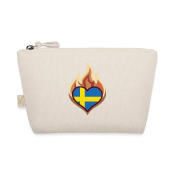 Sweden Flag Heart on Fire - Bio-Täschchen - Natur - Vorne