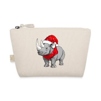 Nashörner Weihnachten / Weihnachtsmann Nashorn - Bio-Täschchen - Natur - Vorne