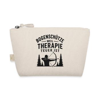 Bogensport Spruch Therapie Teuer - Bio-Täschchen - Natur - Vorne