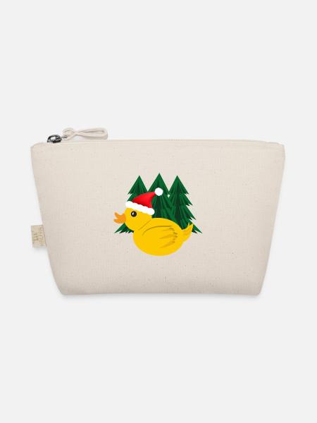 Ente mit Weihnachtsmütze im Wald. - Bio-Täschchen - Natur