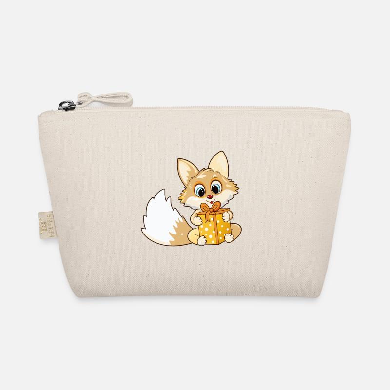 Cute fox unwraps gift Organic Pouch