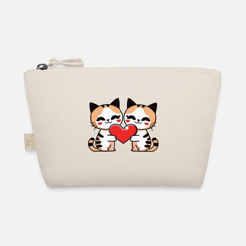 Chat Couple Coeur Trousse biologique