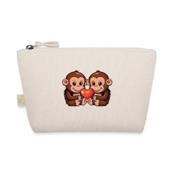 Singe Couple Coeur Saint Valentin - Trousse biologique - nature - Devant