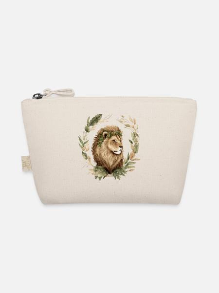 Löwe mit Blätterkranz - Bio-Täschchen - Natur
