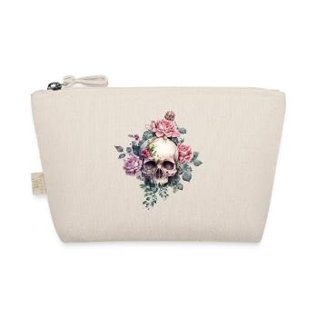 Totenkopf mit Rosen - Bio-Täschchen - Natur - Vorne