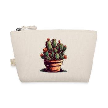 Small green cactus in a flower pot with flowers - Organic Pouch - nature - Front