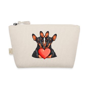 Doberman Comic Couple Love - Organic Pouch - nature - Front