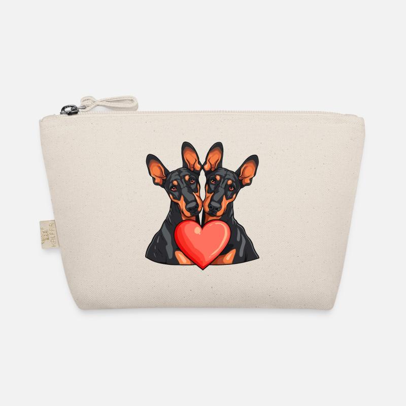 Dobermann Comic Paar Liebe Bio-Täschchen
