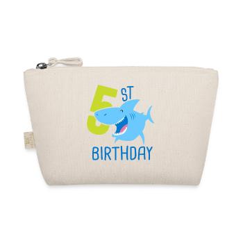 5th Birthday Boy 5 Year Old Shark - Organic Pouch - nature - Front