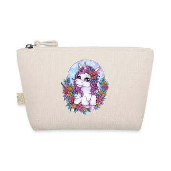 Niedliches Einhorn mit Blumen Geschenk Mädchen - Bio-Täschchen - Natur - Vorne