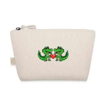 Alligator Couple Heart - Organic Pouch - nature - Front