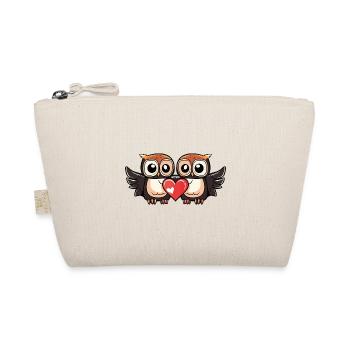 Owl Couple Heart - Organic Pouch - nature - Front