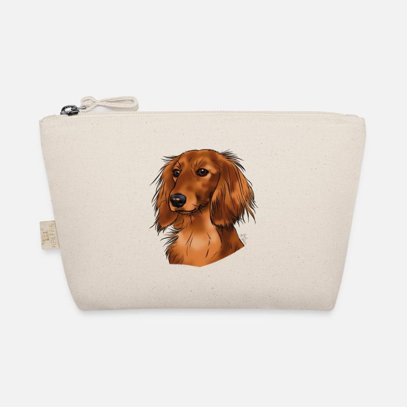 langhaariger Dackel (ohne Text) leichte Textilien Bio-Täschchen