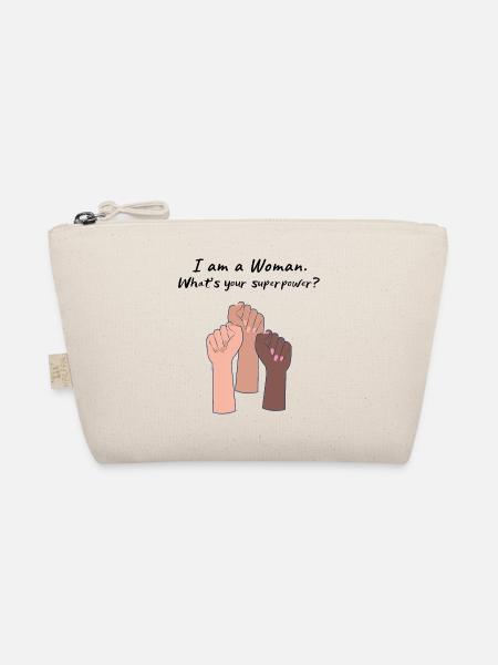 "I am a Woman. What's your superpower?" - Bio-Täschchen - Natur - Vorne