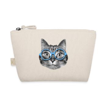 Katze mit blauer Brille - Bio-Täschchen - Natur - Vorne