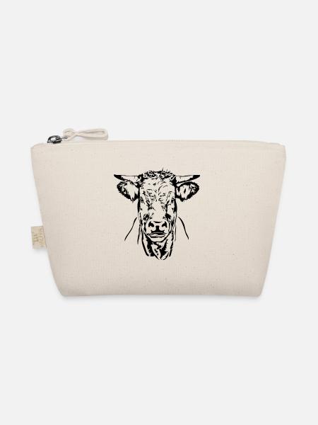 Cow Ox Bull Portrait Pasture Animal Wilsigns - Organic Pouch - nature - Front