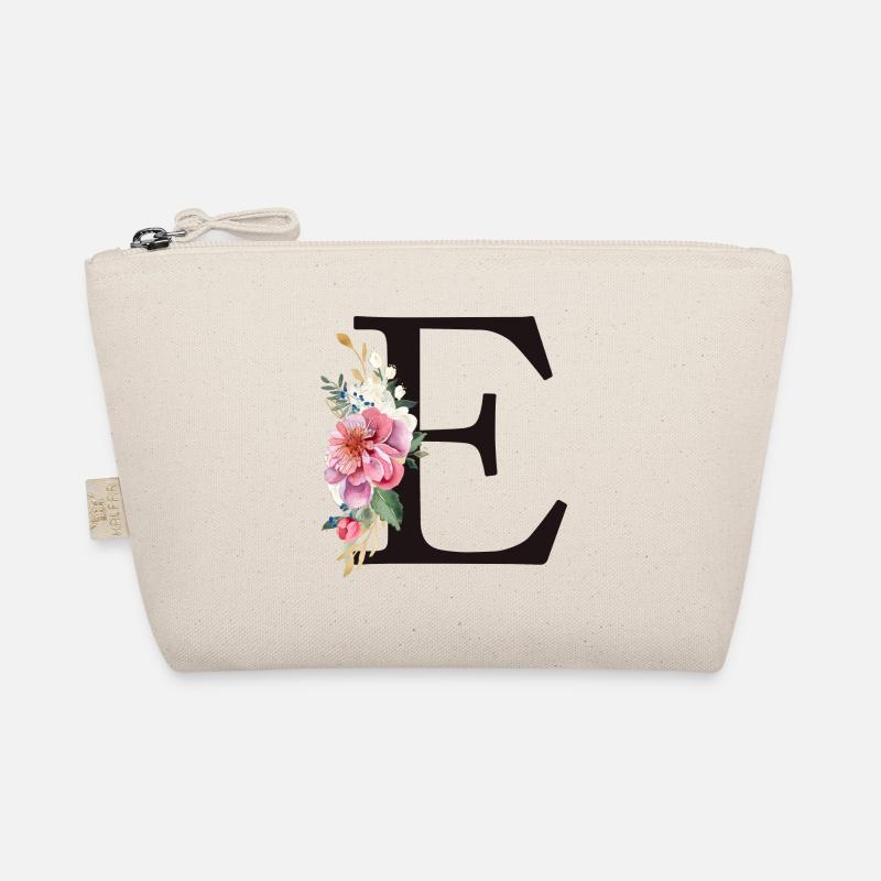 Personalisierbar Monogramm E Floral Rosa Weiß Bio-Täschchen