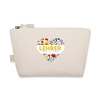 Lehrer mit Herz - personalisierbar floral - Bio-Täschchen - Natur - Vorne