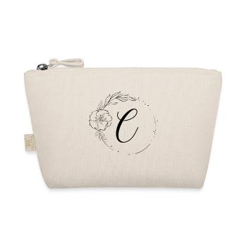 C Monogramm Floral, Line Art, personalisierbar - Bio-Täschchen - Natur - Vorne