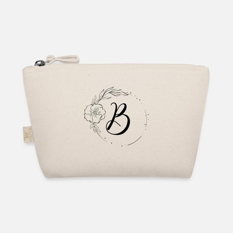 B Monogramm Floral, Line Art, personalisierbar Bio-Täschchen