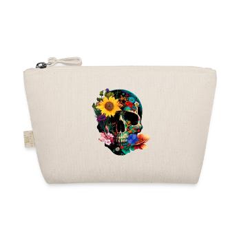 Totenkopf mit Blumen personalisierbar - Bio-Täschchen - Natur - Vorne