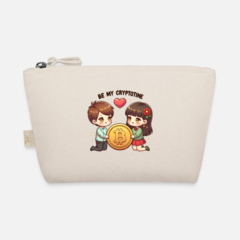 Be My Cryptotine: Adorable Bitcoin Couple - Bio-Täschchen - Natur