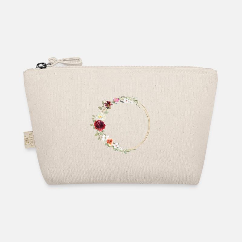 Modern flower wreath circle can be personalized Organic Pouch