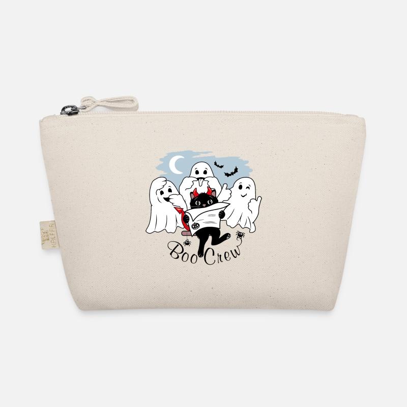 Three funny ghosts and Halloween black cat Organic Pouch