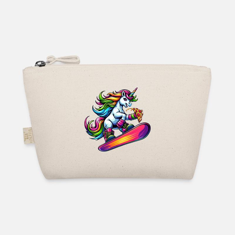 Einhorn Snowboarder Pizza Cool Bio-Täschchen