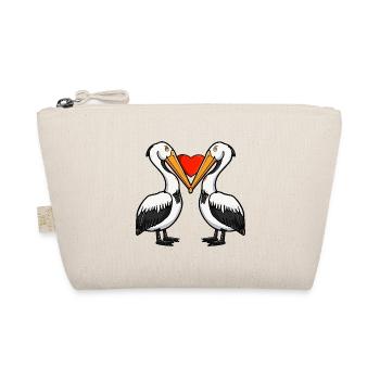 Pelikan Vogel Paar Verliebt Valentinstag - Bio-Täschchen - Natur - Vorne
