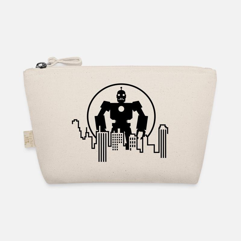 Robot Skyline – Sci-Fi Android Silhouette Shirt - Bio-Täschchen - Natur