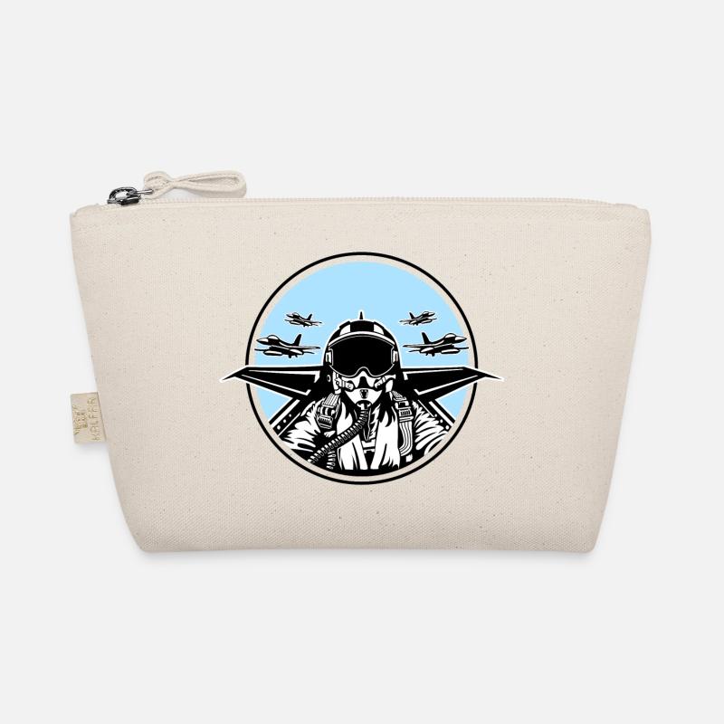 Jet Pilot / Fighter Pilot 01_white Black Organic Pouch