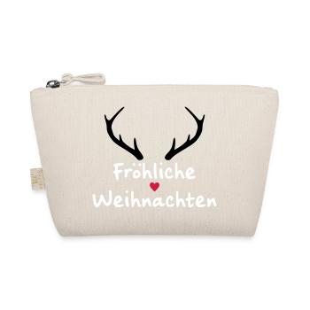 Fröhliche Weihnachten Fest der Liebe Herz Geweih - Bio-Täschchen - Natur - Vorne