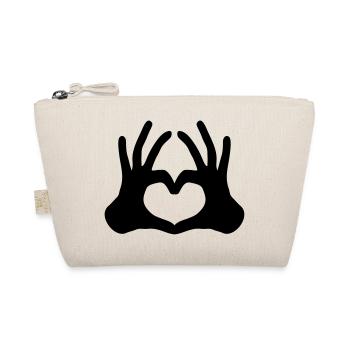 umriss 2 haende paar team hand zeichen halbes herz - Bio-Täschchen - Natur - Vorne