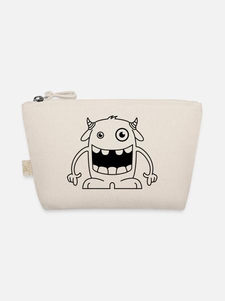 Funny monster with horns - Organic Pouch - nature - Front