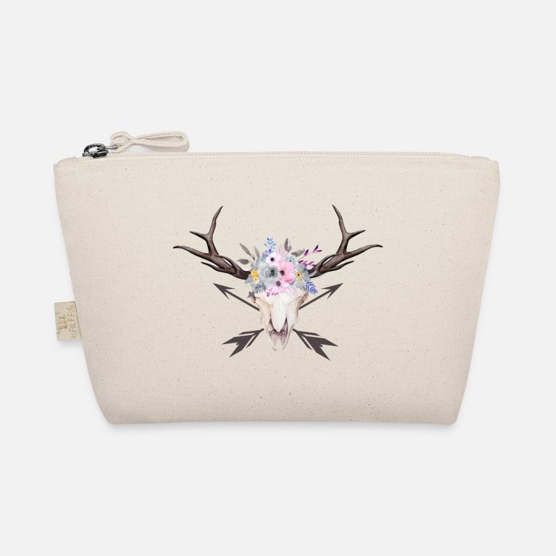 Customizable Boho Scull Flower Arrow Organic Pouch