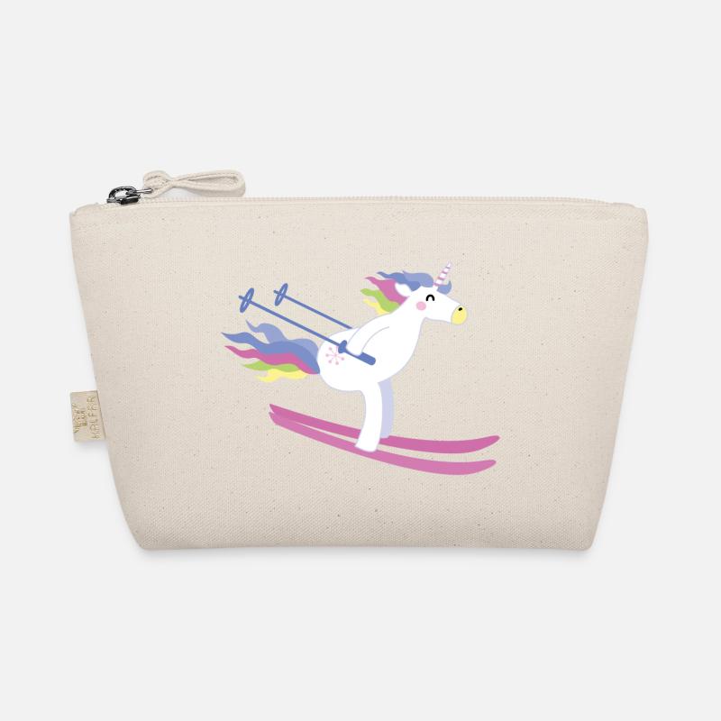 Einhorn auf Ski - Bio-Täschchen - Natur
