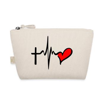 Glauben Sie Hoffnung und Liebe mit Cardio Cross und Herz - Bio-Täschchen - Natur - Vorne
