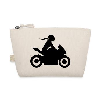 Motorcyclist Super sportswoman Mrs. Motorcycle Bike - Organic Pouch - nature - Front