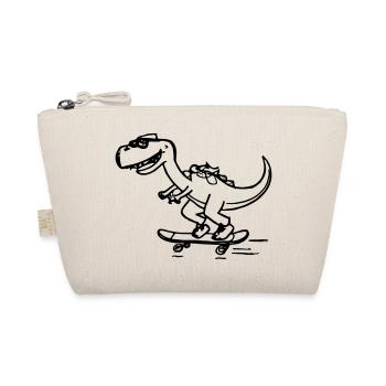 Dinosaurier Skateboard Lustig Geschenkidee - Bio-Täschchen - Natur - Vorne