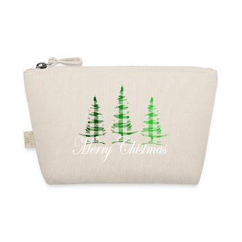 Merry Christmas, Weihnachtsbäume, kariert in grün - Bio-Täschchen - Natur - Vorne
