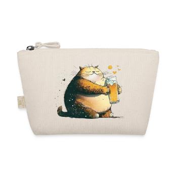 Zufriedene Katze mit Bier - Bio-Täschchen - Natur - Vorne