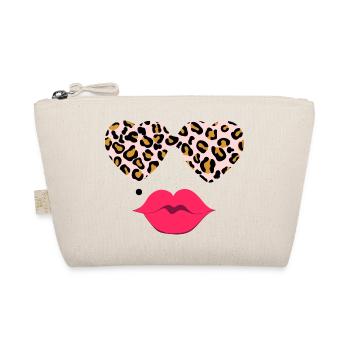 Leopard glasses with lips - Organic Pouch - nature - Front