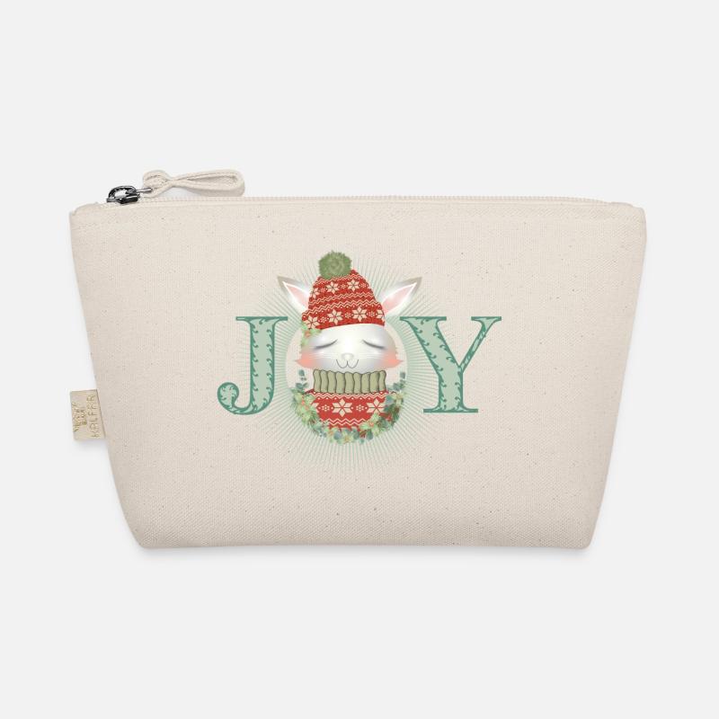 white rabbit with sweater, bobble hat & joy Organic Pouch