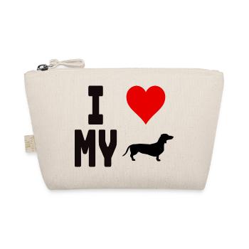 T-Shirt I Love My Dog für Hundefreunde - Bio-Täschchen - Natur - Vorne