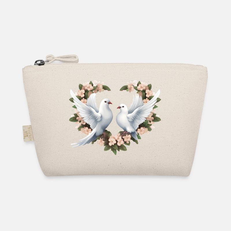 Herzblumenkranz mit Tauben Bio-Täschchen