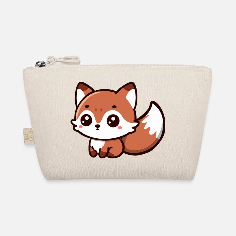 Fluffy Delight: Chibi Fox Charm Organic Pouch