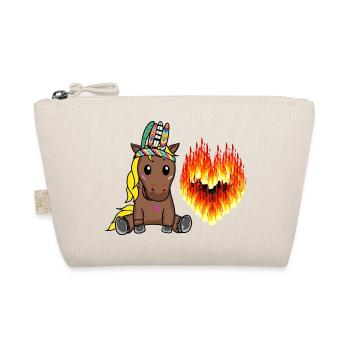 Hippie Horse Valentine Heart Fiery Love Hearts - Organic Pouch - nature - Front